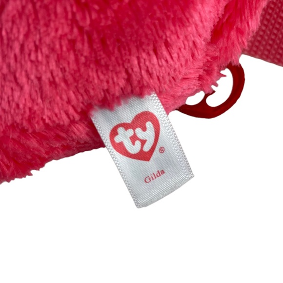 TY Gilda Flamingo Pink Plush Purse Shoulder-bag Groovy Inside Zipper Kitsch 10” - Picture 8 of 15